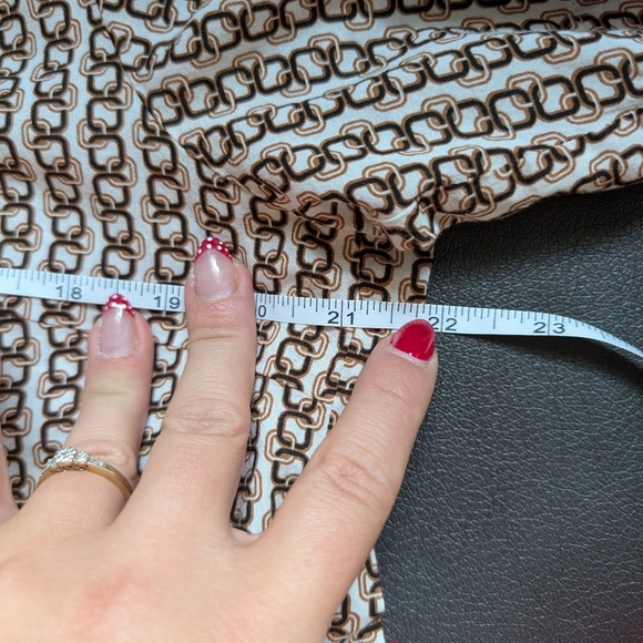 Olsen Button Front Pocket Top Collared Shirt Sleeve Fits Med/Large Brown Cream - Picture 8 of 8